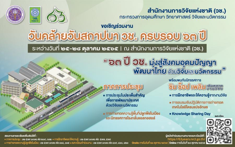 63 ปี วช. มุ่งสู่สังคมอุดมปัญญา พัฒนาไทย ด้วยวิจัยและนวัตกรรม 63 ปี วช. มุ่งสู่สังคมอุดมปัญญา พัฒนาไทย ด้วยวิจัยและนวัตกรรม