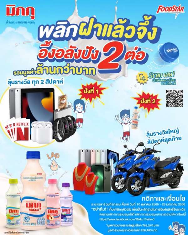 -“มิกกุ” น้ำผลไม้ผสมโยเกิร์ต อร่อยสดชื่นดี๊ดี จาก บริษัท ฟู้ดสตาร์ จำกัด เตรียมจัดแคมเปญสุดว้าว! กับแคมเปญ “มิกกุ พลิกฝาแล้วจึ้ง อึ้งอลังปัง 2 ต่อ” -“มิกกุ” น้ำผลไม้ผสมโยเกิร์ต อร่อยสดชื่นดี๊ดี จาก บริษัท ฟู้ดสตาร์ จำกัด เตรียมจัดแคมเปญสุดว้าว! กับแคมเปญ “มิกกุ พลิกฝาแล้วจึ้ง อึ้งอลังปัง 2 ต่อ”