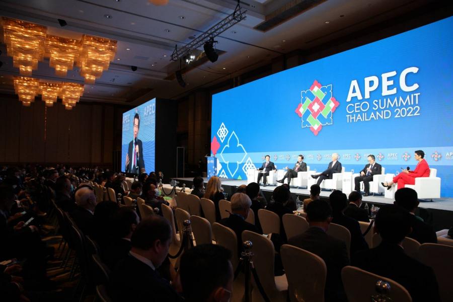 Press Announcement Template: APEC CEO Summit 2022  กรุงเทพมหานคร, ประเทศไทย  วันที่ 17 พฤศจิกายน พ.ศ. 2565  บทแถลงการณ์ต่อคณะสื่อมวลชนจากคณะทำงาน APEC CEO Summit 2022: