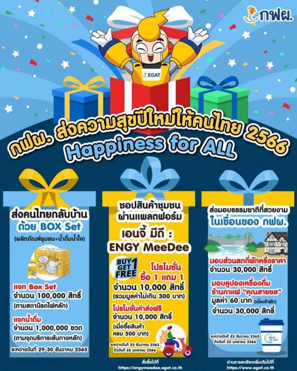 กระทรวงพลังงาน กฟผ. และพันธมิตร จัด Box set ยกขบวนของขวัญ ส่วนลดที่พักเขื่อน ส่งมอบความสุขให้คนไทยรับปีใหม่ 2566 