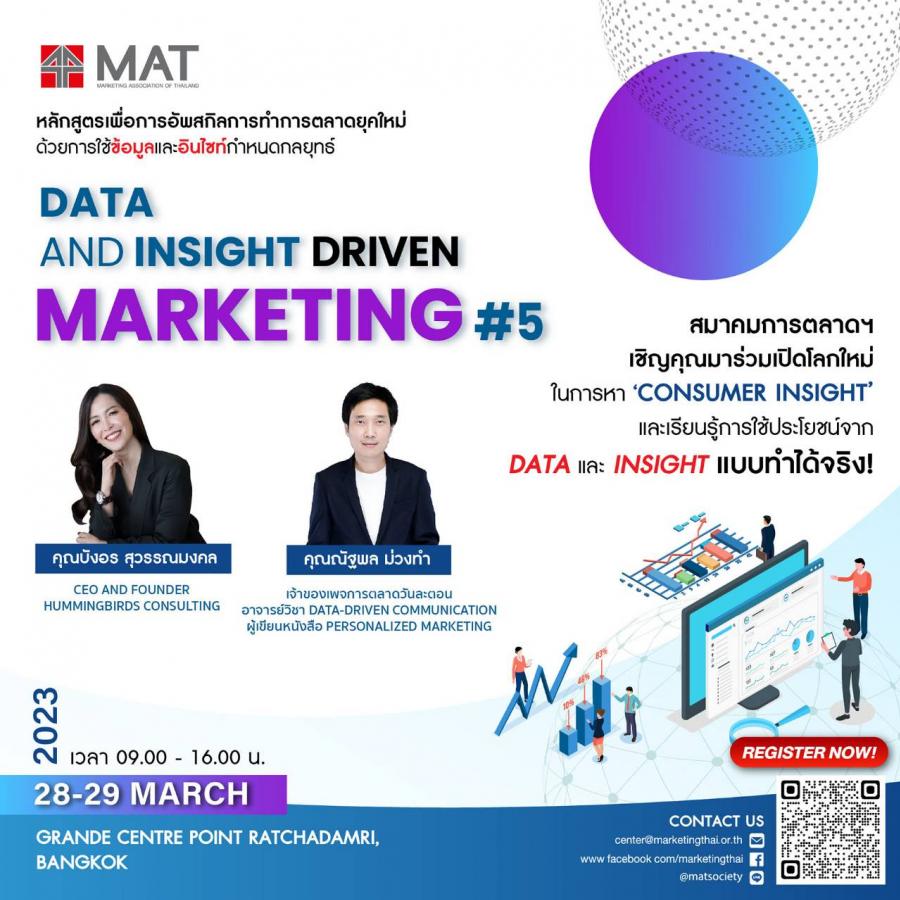 กลับมาอีกครั้ง หลักสูตร “Data and Insight Driven Marketing รุ่นที่ 5 ” หลักสูตรเพื่อการอัพสกิลการทำการตลาดยุคใหม่ของคุณด้วยการใช้ข้อมูลและอินไซค์ กำหนดกลยุทธ์ที่ได้ผลจริง โดยผู้เรียนไม่จำเป็นต้องมีพื้นฐานด้าน Data กลับมาอีกครั้ง หลักสูตร “Data and Insight Driven Marketing รุ่นที่ 5 ” หลักสูตรเพื่อการอัพสกิลการทำการตลาดยุคใหม่ของคุณด้วยการใช้ข้อมูลและอินไซค์ กำหนดกลยุทธ์ที่ได้ผลจริง โดยผู้เรียนไม่จำเป็นต้องมีพื้นฐานด้าน Data