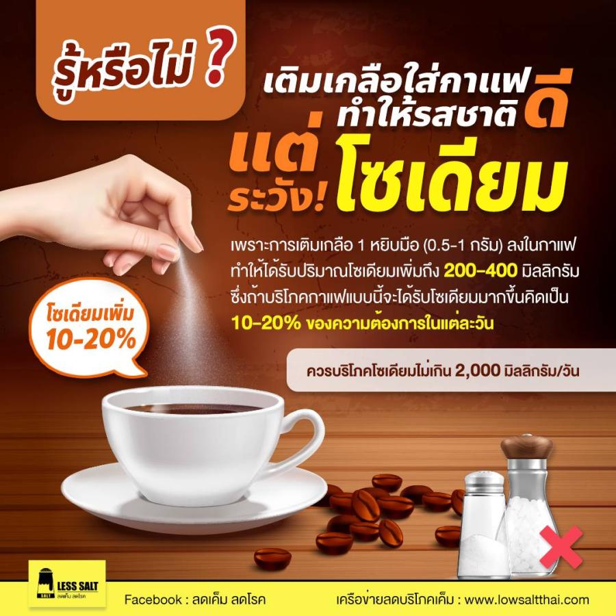 เตือนภัยสุขภาพ“โรยเกลือใส่ในกาแฟ” เผยแพร่ทางโซเชียลมีเดีย เตือนภัยสุขภาพ“โรยเกลือใส่ในกาแฟ” เผยแพร่ทางโซเชียลมีเดีย