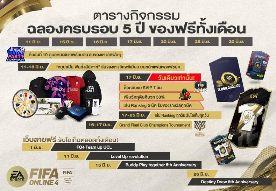 FIFA Online 4 ฉลองครบรอบ 5 ปี กับกิจกรรมพิเศษมากมาย FIFA Online 4 ฉลองครบรอบ 5 ปี กับกิจกรรมพิเศษมากมาย