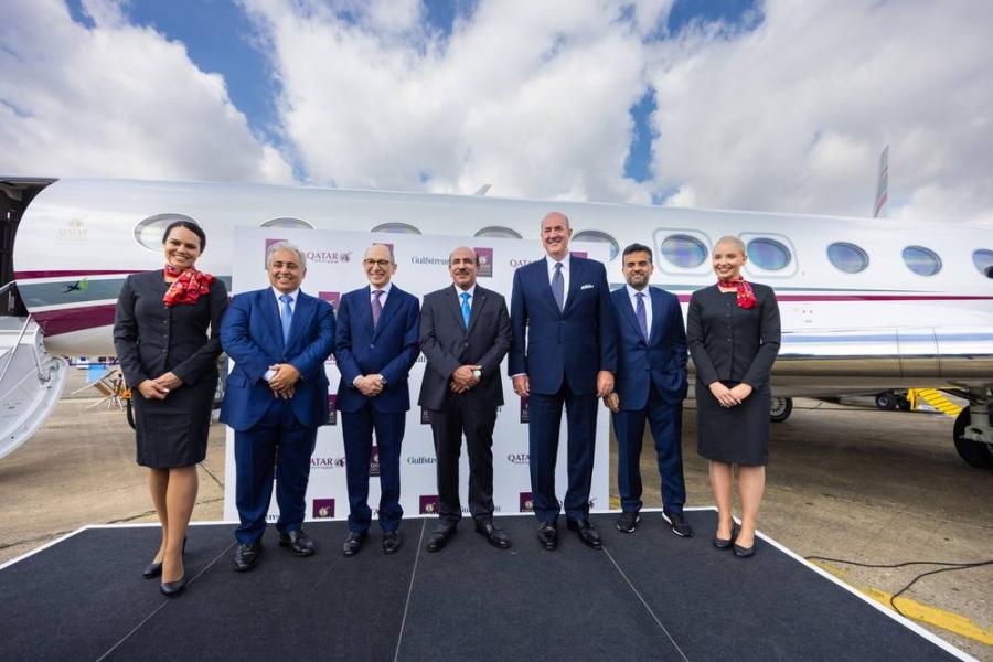 กาตาร์ แอร์เวย์ส เปิดตัวเครื่องบินเจ็ทส่วนตัว Gulfstream G700 ในงาน Paris Air Show ครั้งที่ 54 สายการบินชั้นนำของโลกต้อนรับเครื่องบินเจ็ทลำไหม่ นวัตกรรมการบินสุดล้ำสู่ฝูงบิน Qatar Executive กาตาร์ แอร์เวย์ส เปิดตัวเครื่องบินเจ็ทส่วนตัว Gulfstream G700 ในงาน Paris Air Show ครั้งที่ 54 สายการบินชั้นนำของโลกต้อนรับเครื่องบินเจ็ทลำไหม่ นวัตกรรมการบินสุดล้ำสู่ฝูงบิน Qatar Executive