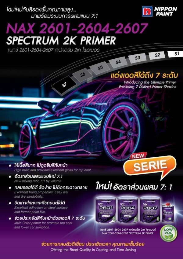 นิปปอนเพนต์ออกโปรดักส์ โฉมใหม่ Nax 2601 2604 2607 Spectrum 2K Primer นิปปอนเพนต์ออกโปรดักส์ โฉมใหม่ Nax 2601 2604 2607 Spectrum 2K Primer
