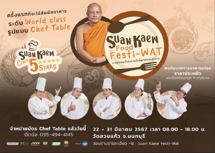 วัดสวนแก้ว ผลักดันผลิตผลท้องถิ่น จาก Local สู่ เลอค่า จัดงาน“Suan Kaew Food Festi-Wat (งานสวนแก้วรวมพลังวัฒนธรรมอาหาร)” ชิม ช้อป อาหาร 5 ดาว ราคาจับต้องได้ พร้อมประมูลของที่ระลึกจากคนบันเทิง