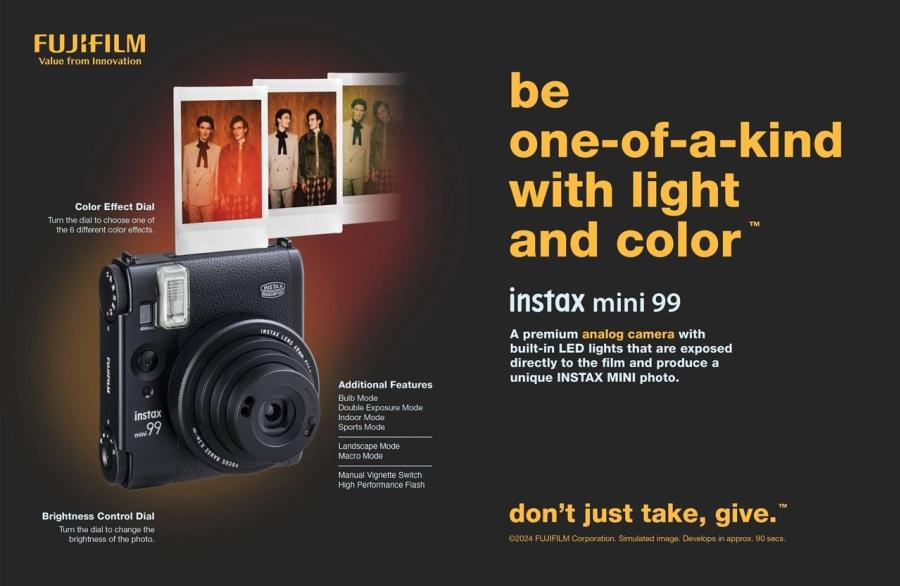 ฟูจิฟิล์ม เปิดตัว “INSTAX mini 99TM” กล้องอนาล็อกสัมผัสหรูหรา สร้างเอกลักษณ์ที่ไม่เหมือนใครด้วยแสงและสี พร้อมเปิดตัวฟิล์มขนาดมินิ ฟูจิฟิล์ม เปิดตัว “INSTAX mini 99TM” กล้องอนาล็อกสัมผัสหรูหรา สร้างเอกลักษณ์ที่ไม่เหมือนใครด้วยแสงและสี พร้อมเปิดตัวฟิล์มขนาดมินิ