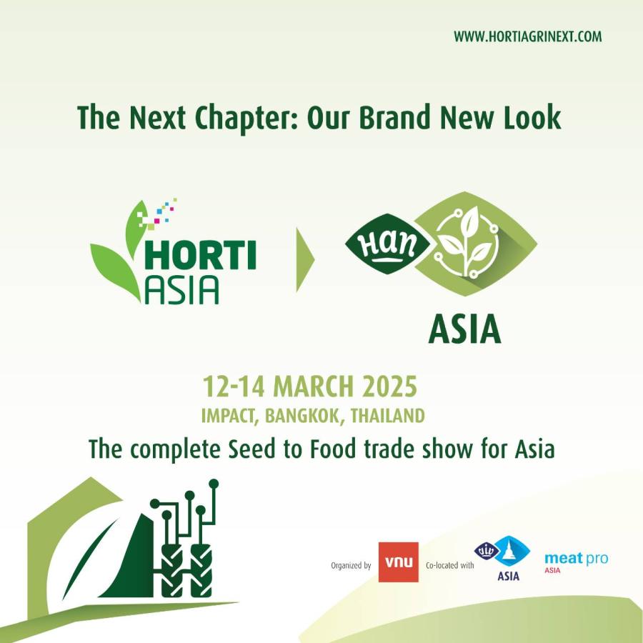 Horti Asia (ฮอร์ติ เอเชีย) จะกลับมาอย่างยิ่งใหญ่อีกครั้งในปี 2568 ภายใต้ชื่องาน Horti Agri Next Asia (ฮอร์ติ อกริ เน็กซ์ เอเชีย) 2025 จัดพร้อมกันกับงาน VIV Asia (วิฟ เอเชีย) Horti Asia (ฮอร์ติ เอเชีย) จะกลับมาอย่างยิ่งใหญ่อีกครั้งในปี 2568 ภายใต้ชื่องาน Horti Agri Next Asia (ฮอร์ติ อกริ เน็กซ์ เอเชีย) 2025 จัดพร้อมกันกับงาน VIV Asia (วิฟ เอเชีย)