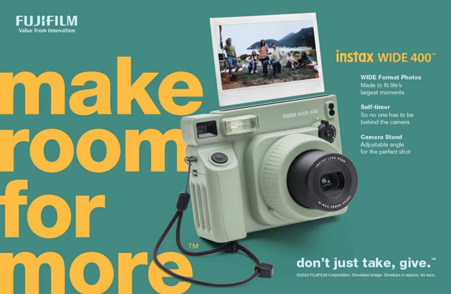 ฟูจิฟิล์ม ชวนเปิดรับความสนุกให้กว้างขึ้นด้วย INSTAX WIDE 400 กล้องอินสแตนท์อนาล็อกที่ถ่ายรูปได้กว้างจุใจกับแท็กไลน์ “Make room for more”