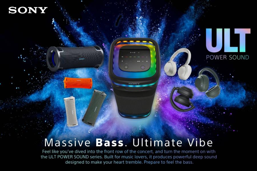 โซนี่ไทยพร้อมวางจำหน่ายผลิตภัณฑ์เครื่องเสียงในตระกูล  ULT Power Sound Series ครบไลน์ ชูพลังเบสหนักแน่นทุกอารมณ์เพลง  • ULT POWER SOUND SERIES พัฒนาขึ้นสำหรับผู้ที่ชื่นชอบเสียงเบสหนักแน่นทรงพลัง • ULT POWER SOUND SERIES ประกอบด้วยชุดลำโพง 3 รุ่น ได้แก่ ULT TOWER 10 ULT FIELD 7 และ ULT FIELD 1 รวมถึงหูฟังไร้สาย ULT WEAR