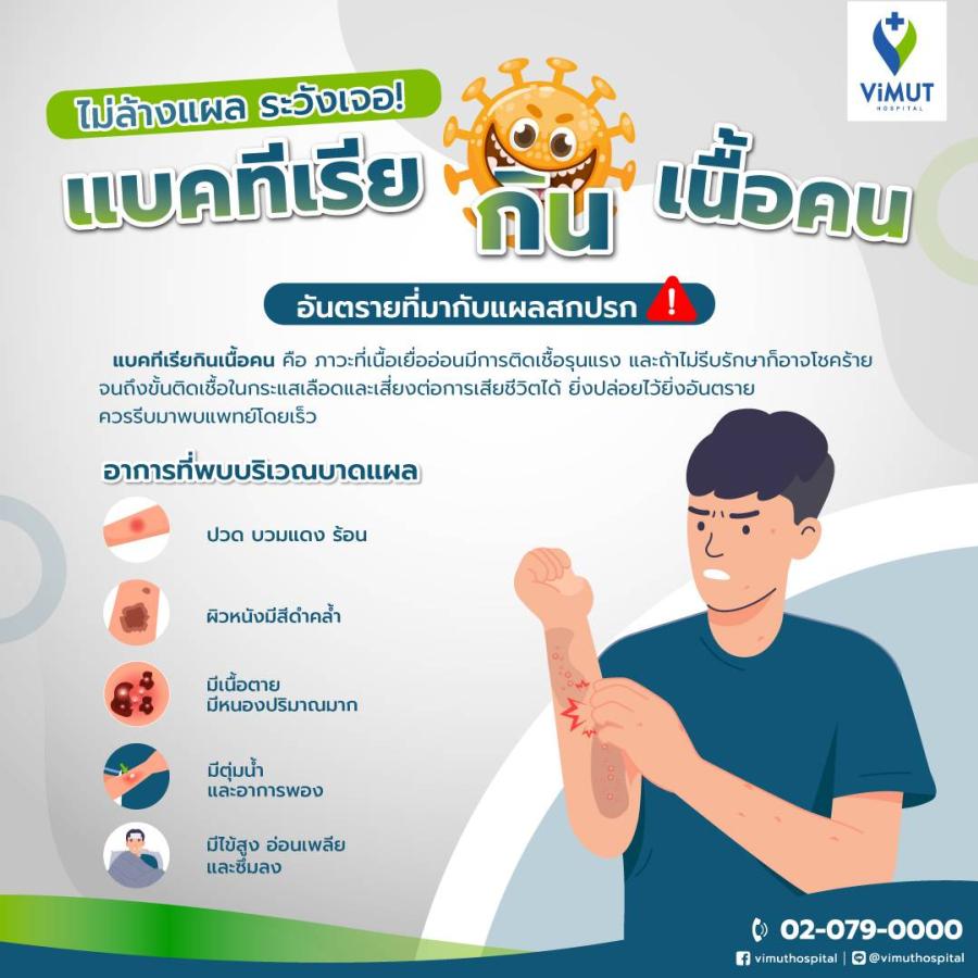 แผลเล็กแค่ไหนก็เสี่ยง! ’’โรคแบคทีเรียกินเนื้อคน’’ อันตรายที่มากับแผลไม่สะอาด ไม่รีบรักษาอาจพิการหรือเสียชีวิต แผลเล็กแค่ไหนก็เสี่ยง! ’’โรคแบคทีเรียกินเนื้อคน’’ อันตรายที่มากับแผลไม่สะอาด ไม่รีบรักษาอาจพิการหรือเสียชีวิต