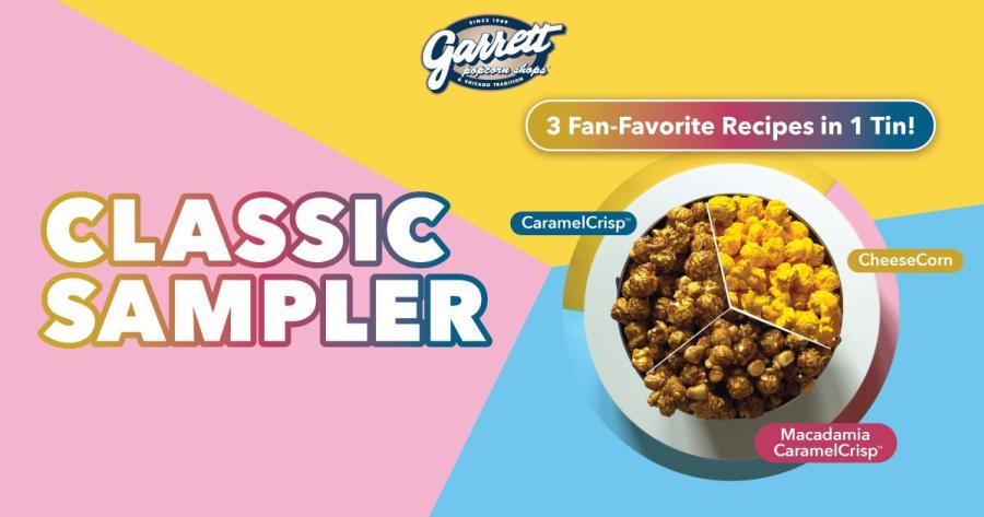 เตรียมฟินเต็มอิ่มกับ Classic Sampler จาก Garrett Popcorn Shops®  ความอร่อยคูณ 3  พบความสุขที่ไม่มีที่สิ้นสุดในกระป๋องเดียว ป๊อปคอร์น 3 รสชาติสุดฮิต ที่พร้อมจะเปลี่ยนทุกช่วงเวลาให้เป็นการเฉลิมฉลองสุดพิเศษ!   
