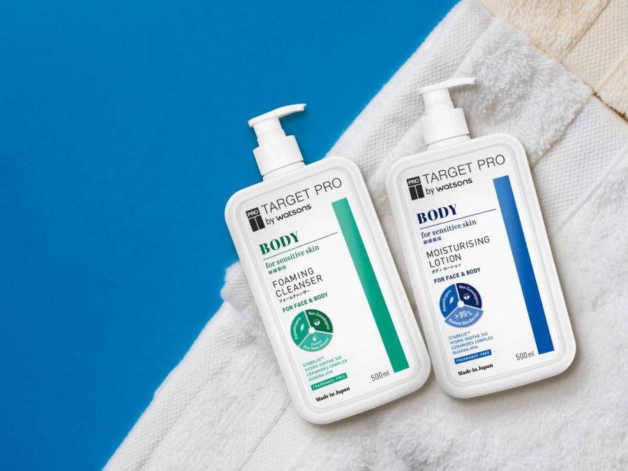 ผิวแข็งแรงครบสูตร ด้วย Target Pro Body by Watsons  เทคโนโลยีที่วิจัยและพัฒนาโดยแพทย์ผิวหนังชาวญี่ปุ่น สูตร Hypoallergenic เพื่อทุกสภาพผิว   