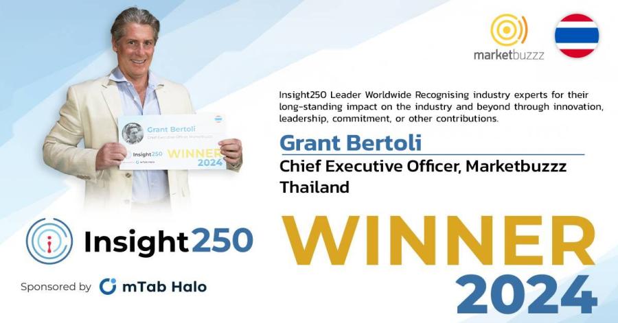 ซีอีโอ Marketbuzzz สู่ความสำเร็จระดับโลก คว้ารางวัล Insight 250 ประจำปี 2024 เผยวิสัยทัศน์ตลาดวิจัยแห่งอนาคต พร้อมขับเคลื่อนวงการวิจัยตลาดด้วย AI และข้อมูลเชิงลึก