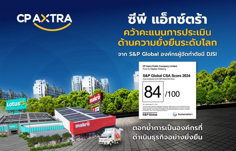 ซีพี แอ็กซ์ตร้า คว้าคะแนนการประเมินด้านความยั่งยืน 84/100 คะแนน สูงเป็นอันดับ 4 ของโลก ในกลุ่มอุตสาหกรรม Food & Staples Retailing จาก S&P Global องค์กรผู้จัดทำดัชนี DJSI ตอกย้ำการเป็นองค์กรแห่งความยั่งยืนในระดับสากล ซีพี แอ็กซ์ตร้า คว้าคะแนนการประเมินด้านความยั่งยืน 84/100 คะแนน สูงเป็นอันดับ 4 ของโลก ในกลุ่มอุตสาหกรรม Food & Staples Retailing จาก S&P Global องค์กรผู้จัดทำดัชนี DJSI ตอกย้ำการเป็นองค์กรแห่งความยั่งยืนในระดับสากล