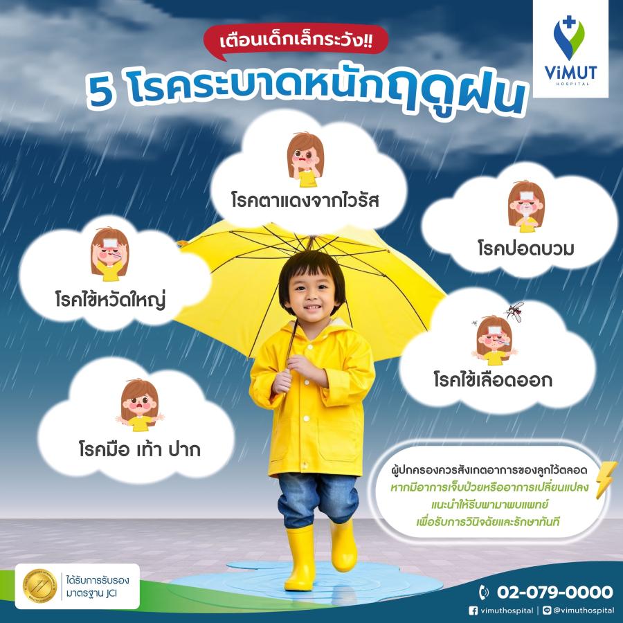  ไม่ใช่แค่ไข้หวัด! รพ. วิมุต เปิด 5 โรคอันตรายหน้าฝนที่เล่นงานเด็กไทยทุกปี