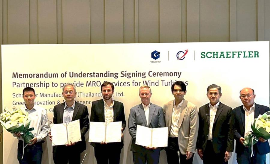 แชฟฟ์เลอร์ประกาศลงนามบันทึกความเข้าใจร่วมกับกรีน อินโนเวชั่น แอนด์ เมนเทนแนนซ์ และตั้ง แบริ่งส์กรุ๊ป เพื่อพัฒนาอุตสาหกรรมพลังงานลมในไทย