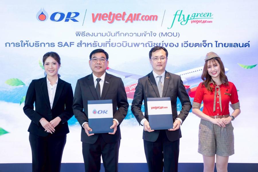 เวียตเจ็ทไทยแลนด์ หนุนใช้ “น้ำมัน SAF” จาก OR ในเที่ยวบินเชิงพาณิชย์ เตรียมขยาย 2 เส้นทาง “Green Route” ดีเดย์ไตรมาส 1 ปี 69