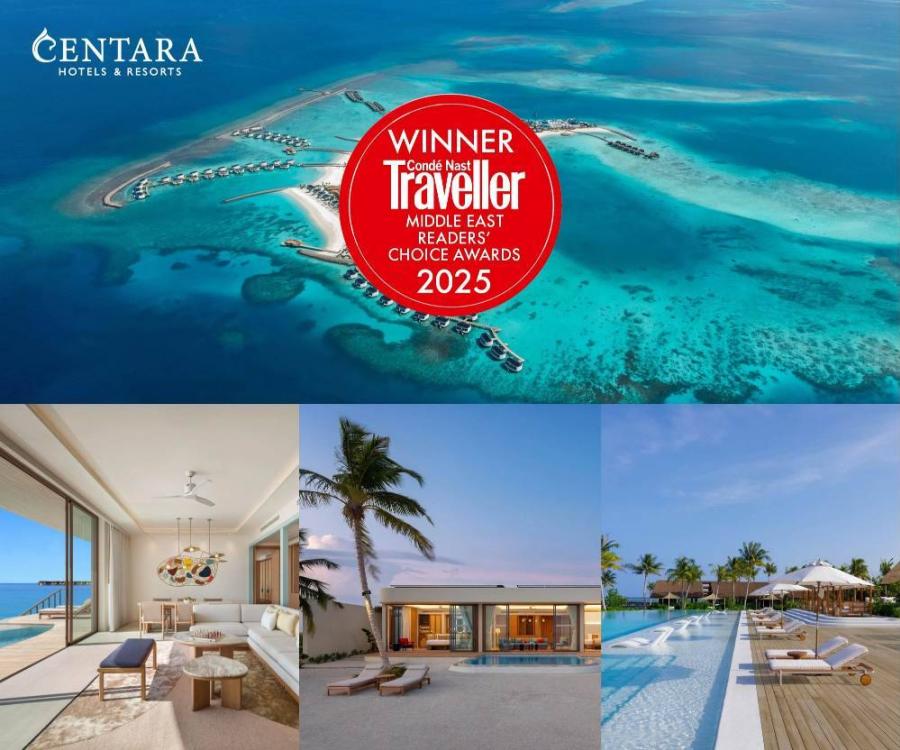เซ็นทารา แกรนด์ ลากูน มัลดีฟส์ คว้ารางวัล “โรงแรมในต่างประเทศที่ดีที่สุดสำหรับการพักผ่อน” จากเวที Condé Nast Traveller Middle East Readers’ Choice Awards 2025    ตอกย้ำความเป็นรีสอร์ทเพื่อการพักผ่อนเหนือระดับ หลังเพิ่งเปิดให้บริการเพียงไม่กี่เดือน